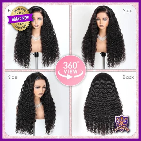 16 Inch Human Hair Full Lace Wig Glueless Water Wave Curls 250 Density main image 5